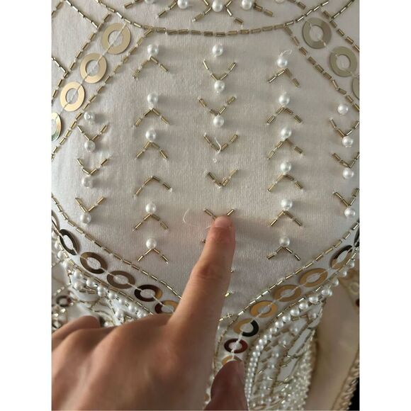 Starlet heavy bedded dress white with pearls size 12 - Picture 3 of 5